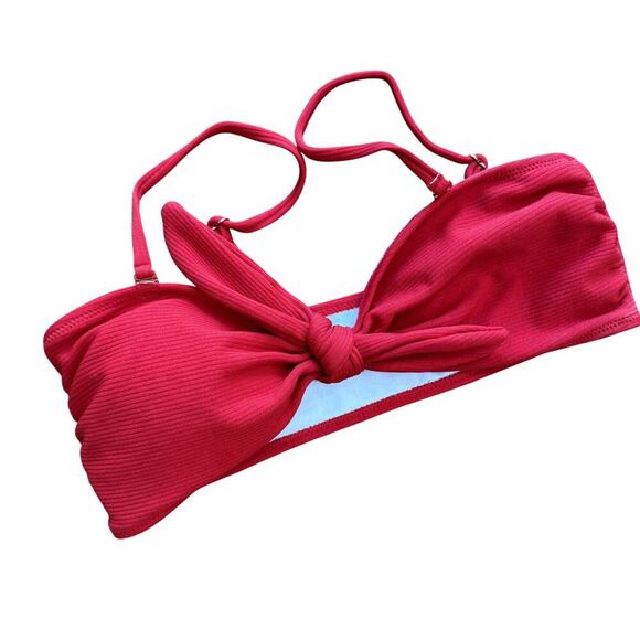 Red High Waisted Bikini Swim Tie Front Women's Size Medium - Picture 2 of 4